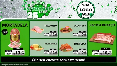 Modelo de TV para TV Horizontal com o tema Promoção de Aniversário - 25 Anos para Frios e Laticínios
