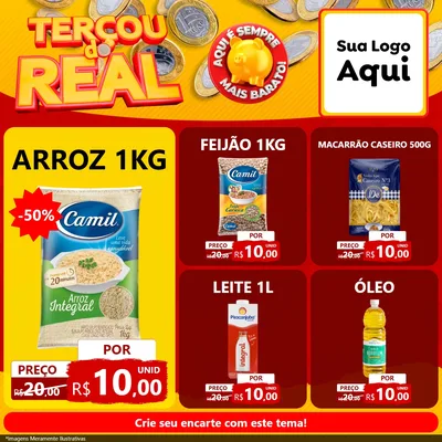 Modelo de Rede Social para Feed Facebook com o tema Terçou do Real para Supermercado