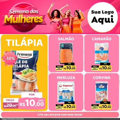 Modelo de Rede Social para Feed Facebook com o tema Semana das Mulheres para Peixaria