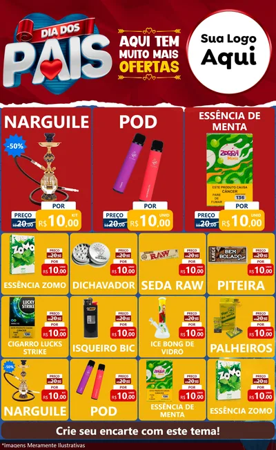 Modelo de Encarte para Encarte Grande com o tema Dia dos Pais para Tabacaria