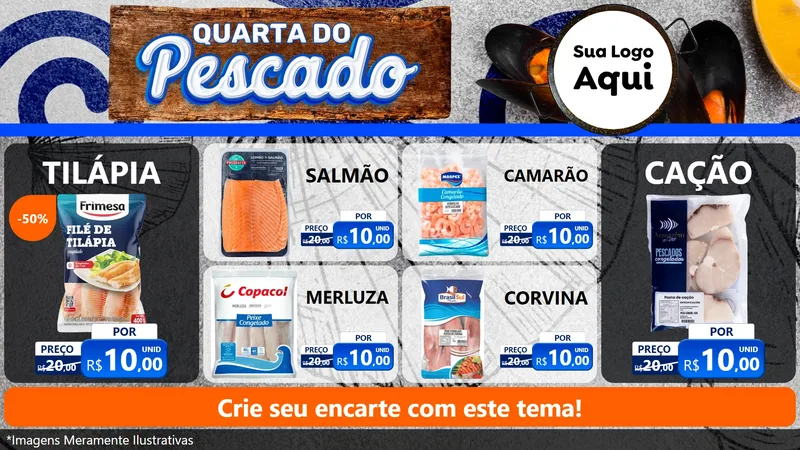 Modelo de TV para TV Horizontal com o tema Quarta do Pescado para Peixaria