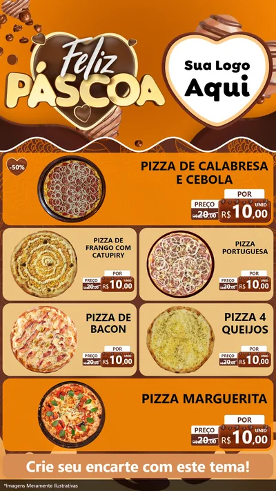 Modelo de TV para TV Vertical com o tema Feliz Páscoa para Pizzaria