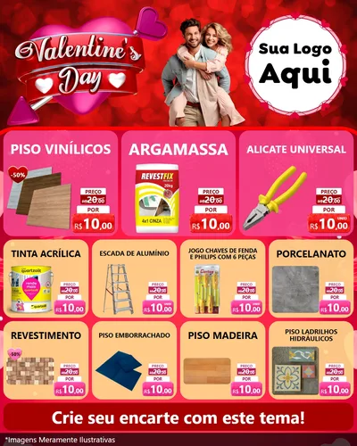 Modelo de Rede Social para Feed Instagram com o tema Valentine's Day para Material para Construção