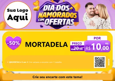 Modelo de Cartaz para Cartaz A4 Horizontal com o tema Dia Dos Namorados Com Ofertas para Frios e Laticínios