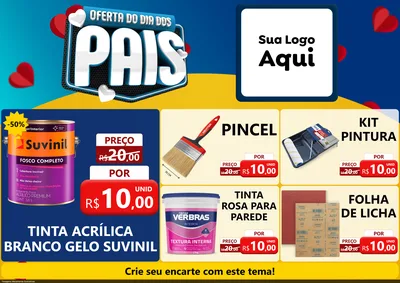 Modelo de Encarte para Encarte A4 Horizontal com o tema Oferta Do Dia Dos Pais para Tintas e Ferramentas