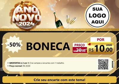 Modelo de Cartaz para Cartaz A4 Horizontal com o tema Feliz Ano Novo 2027 para Brinquedos