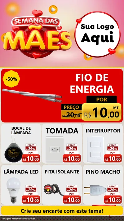 Modelo de Rede Social para Stories com o tema Semana das Mães para Materiais Elétricos