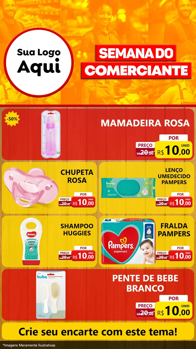 Modelo de TV para TV Vertical com o tema Semana do Comerciante para Bebês