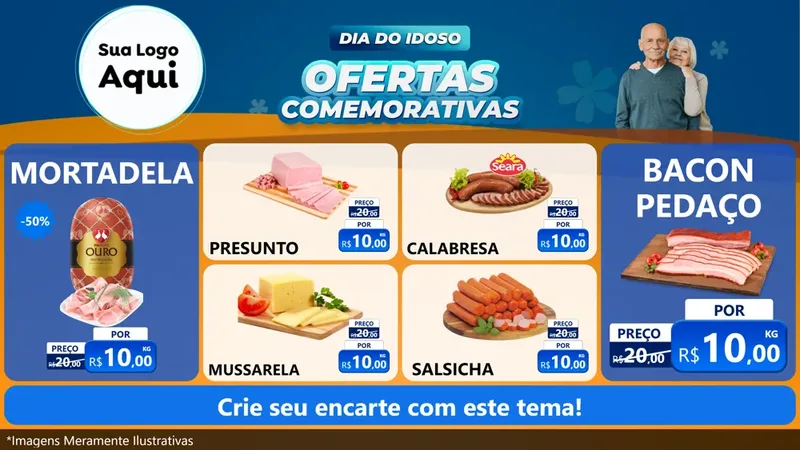 Modelo de TV para TV Horizontal com o tema Dia do Idoso para Frios e Laticínios