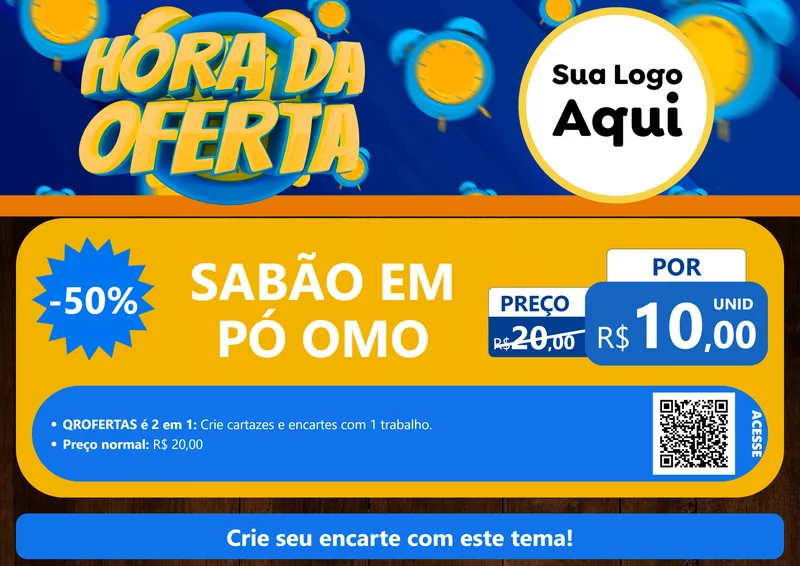 Modelo de Cartaz para Cartaz A4 Horizontal com o tema Hora da Oferta para Produtos de Limpeza