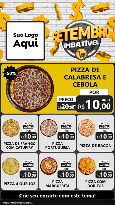 Modelo de Rede Social para Stories com o tema Setembro Imbatível para Pizzaria