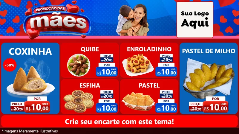 Modelo de TV para TV Horizontal com o tema Promoção das Mães para Salgadaria