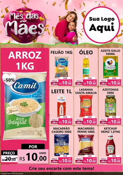 Modelo de Encarte para Encarte A4 Vertical com o tema Mês das Mães para Supermercado