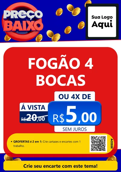 Modelo de Cartaz para Cartaz A4 Vertical com o tema Preço Baixo para Móveis e Eletro