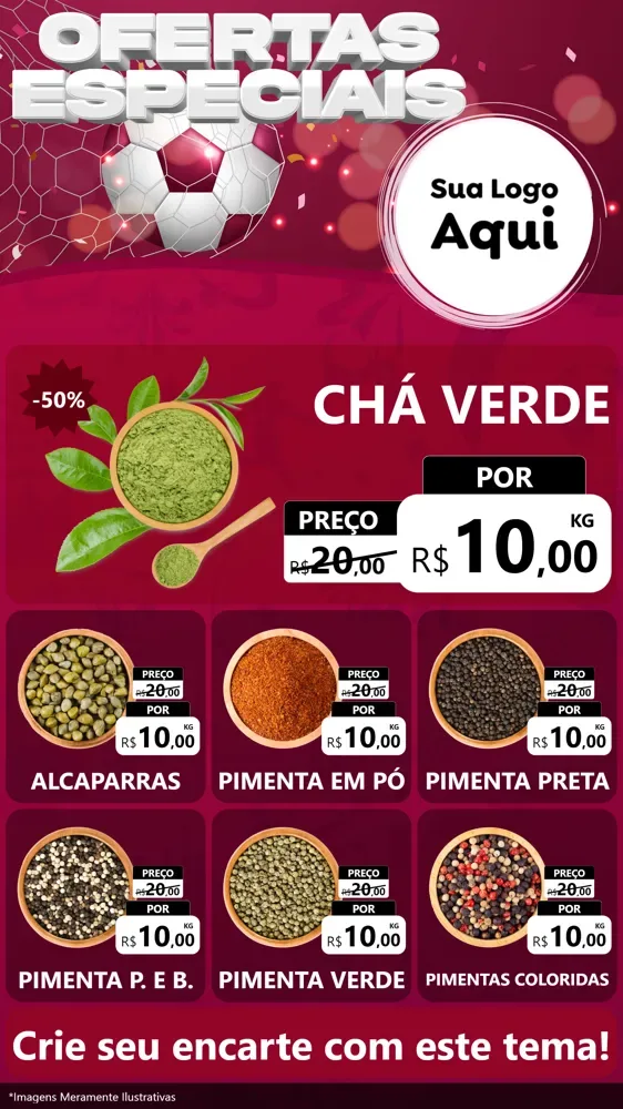 Modelo de Rede Social para Stories com o tema Ofertas Especiais - Futebol para Produtos Naturais