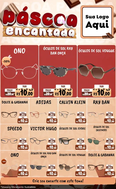 Modelo de Encarte para Encarte Grande com o tema Páscoa Encantada para Óticas