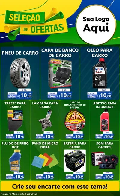 Modelo de Encarte para Encarte Grande com o tema Seleção de Ofertas - Copa para Auto peças