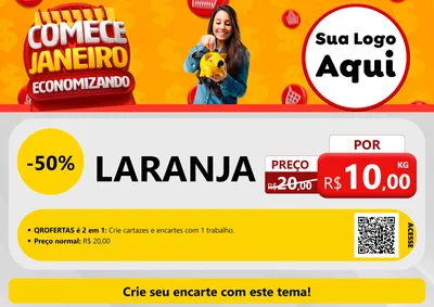 Modelo de Cartaz para Cartaz A4 Horizontal com o tema Comece Janeiro Economizando para Hortifrúti