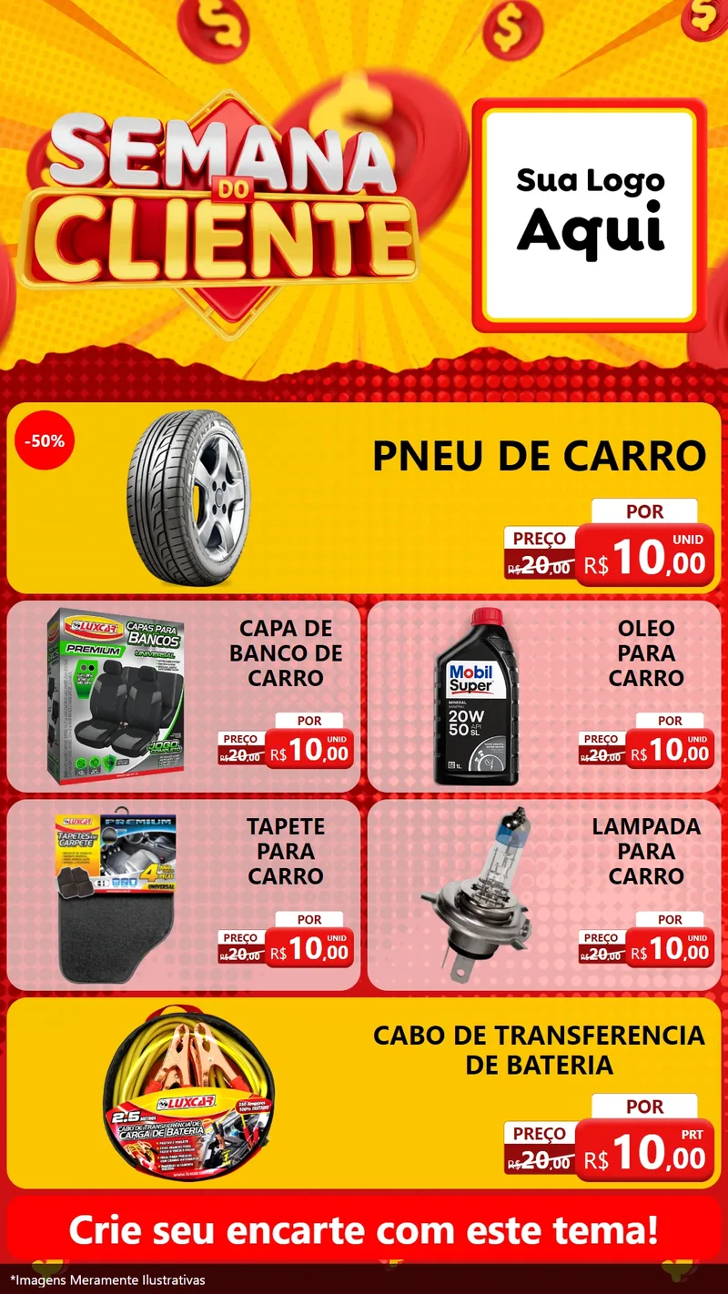 Modelo de TV para TV Vertical com o tema Semana do Cliente para Auto peças