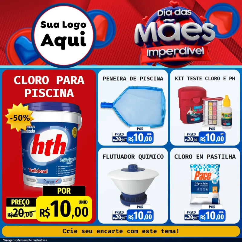 Modelo de Rede Social para Feed Facebook com o tema Dia Das Mães Imperdível para Produtos para Piscina
