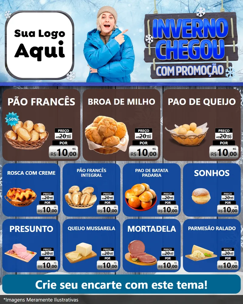 Modelo de Rede Social para Feed Instagram com o tema Inverno Chegou Com Promoção para Padaria