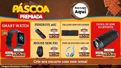 Modelo de TV para TV Horizontal com o tema Páscoa Premiada para Informática