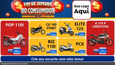 Modelo de TV para TV Horizontal com o tema Fim de Semana do Consumidor para Concessionaria de Motos