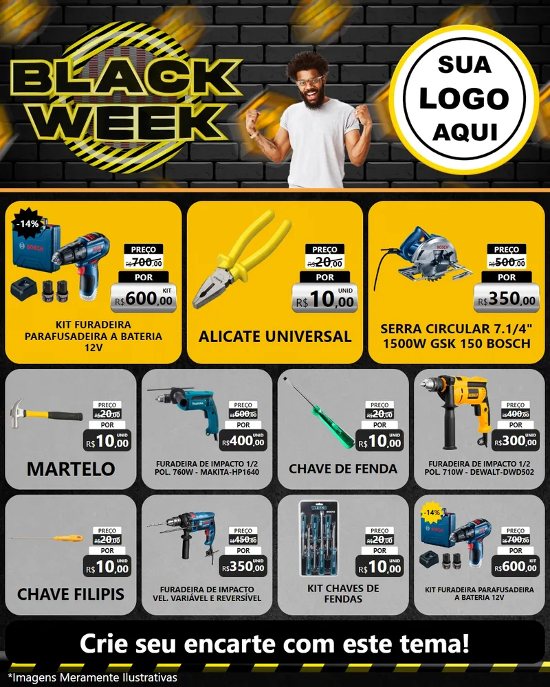 Modelo de Rede Social para Feed Instagram com o tema Black Week para Maquinas e Ferramentas