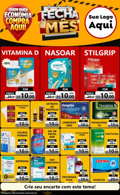 Modelo de Encarte para Encarte Grande com o tema Fecha Mês para Farmácia