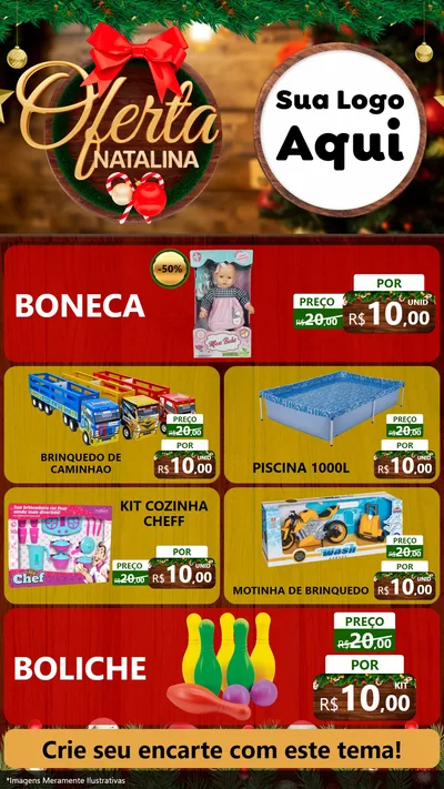 Modelo de TV para TV Vertical com o tema Ofertas Natalina para Brinquedos