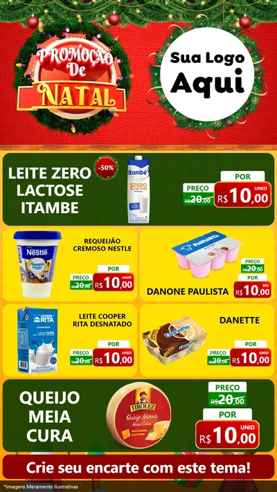 Modelo de TV para TV Vertical com o tema Promoção de Natal para Frios e Laticínios