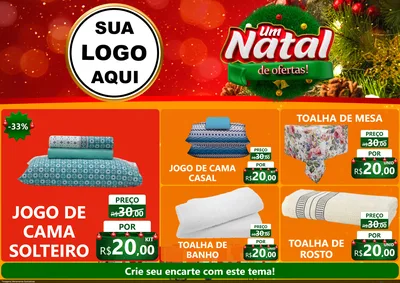 Modelo de Encarte para Encarte A4 Horizontal com o tema Um Natal de Ofertas para Cama, Mesa e Banho