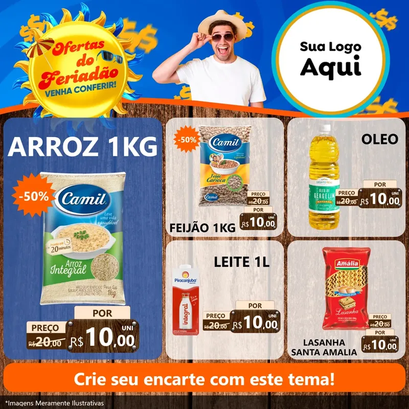 Modelo de Rede Social para Feed Facebook com o tema Ofertas do Feriadão para Supermercado
