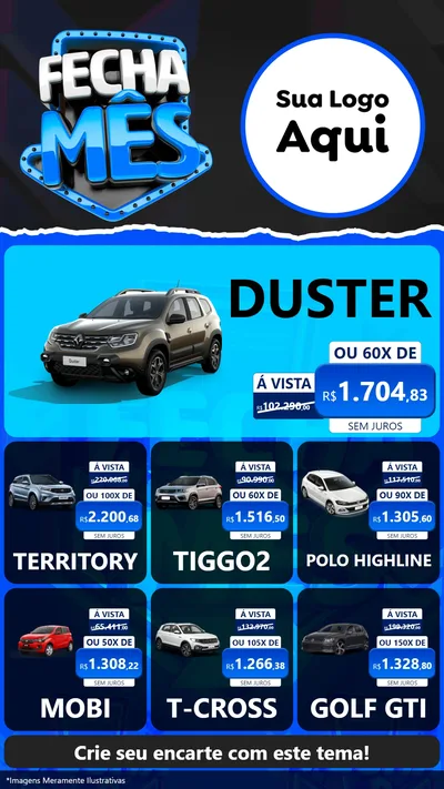 Modelo de Rede Social para Stories com o tema Fecha Mês para Concessionaria de Carros