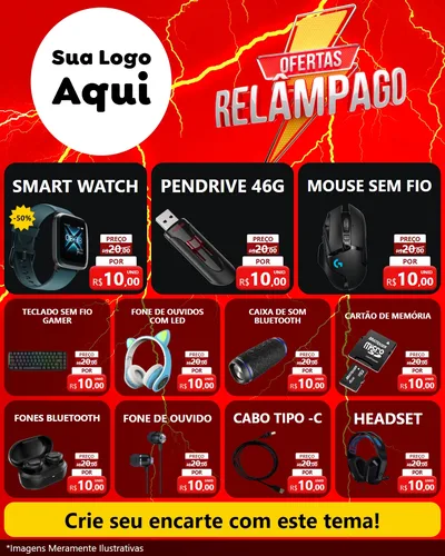 Modelo de Rede Social para Feed Instagram com o tema Ofertas Relâmpago para Informática