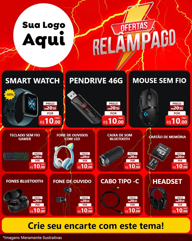 Modelo de Rede Social para Feed Instagram com o tema Ofertas Relâmpago para Informática