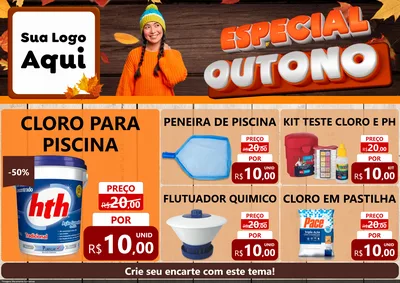 Modelo de Encarte para Encarte A4 Horizontal com o tema Especial Outono para Produtos para Piscina