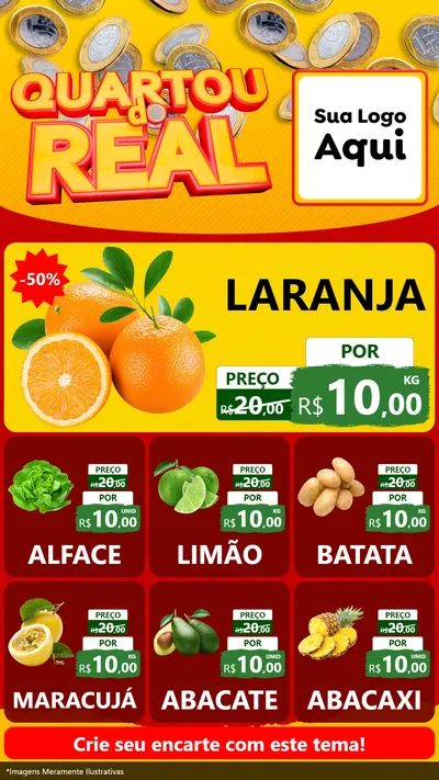 Modelo de Rede Social para Stories com o tema Quartou do Real para Hortifrúti