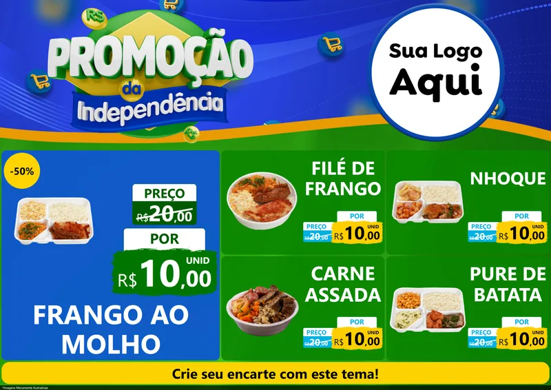 Modelo de Encarte para Encarte A4 Horizontal com o tema Promoção da Independência para Restaurante