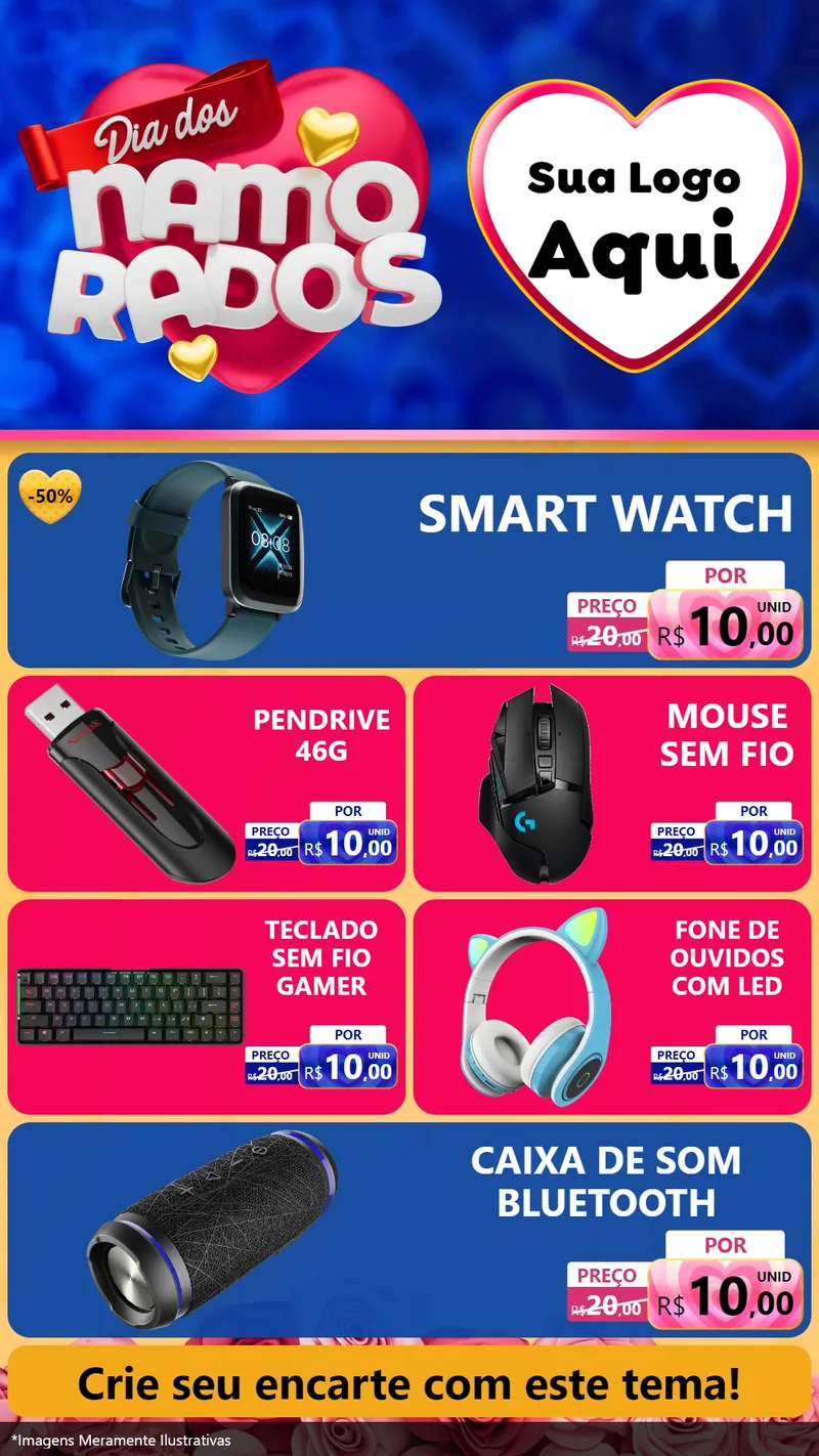 Modelo de TV para TV Vertical com o tema Dia dos namorados para Informática