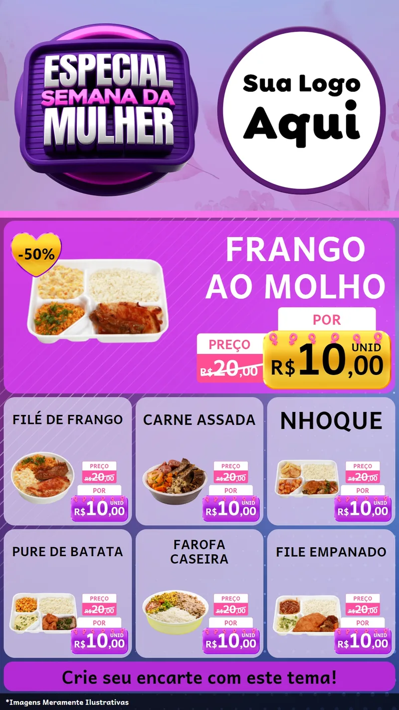 Modelo de Rede Social para Stories com o tema Especial Semana da Mulher para Restaurante