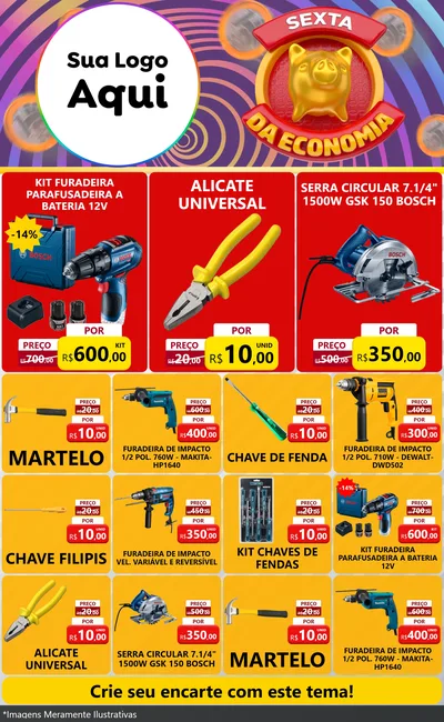 Modelo de Encarte para Encarte Grande com o tema Sexta da Economia para Maquinas e Ferramentas