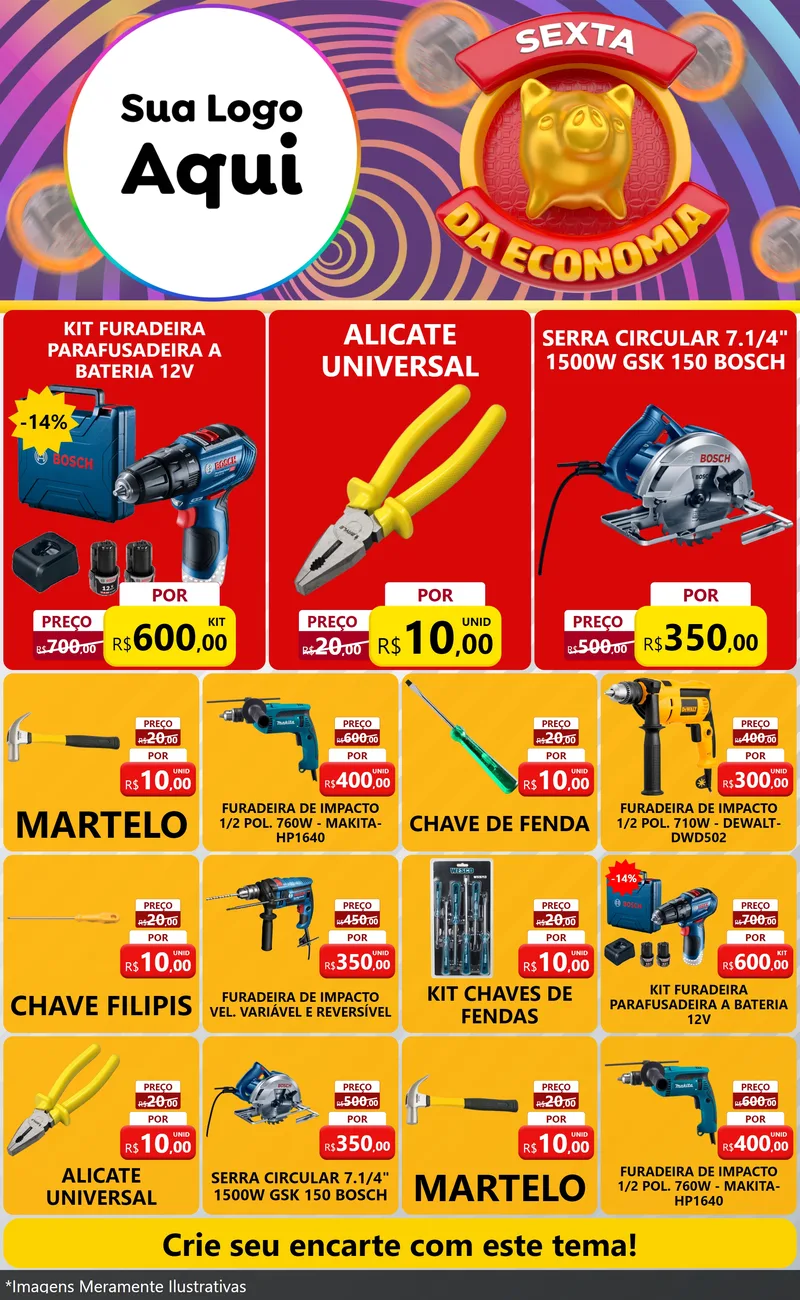 Modelo de Encarte para Encarte Grande com o tema Sexta da Economia para Maquinas e Ferramentas