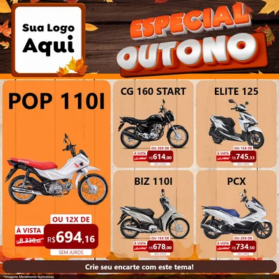 Modelo de Rede Social para Feed Facebook com o tema Especial Outono para Concessionaria de Motos