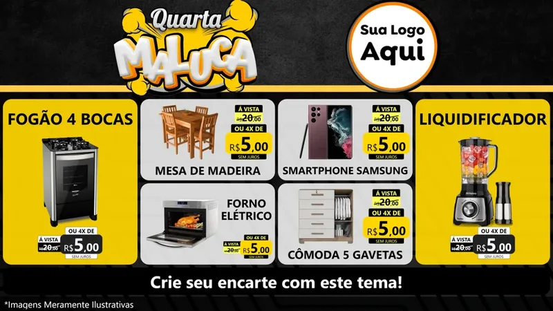 Modelo de TV para TV Horizontal com o tema Quarta Maluca para Móveis e Eletro
