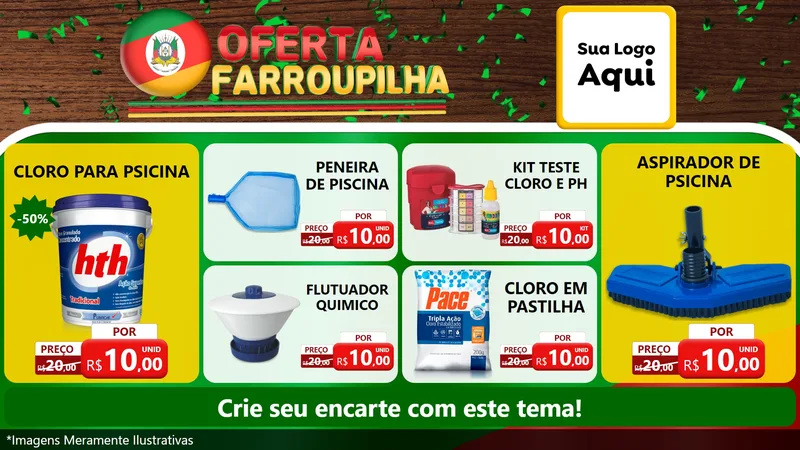Modelo de TV para TV Horizontal com o tema Oferta Farroupilha para Produtos para Piscina
