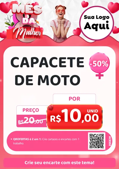 Modelo de Cartaz para Cartaz A4 Vertical com o tema Mês da Mulher para Moto peças