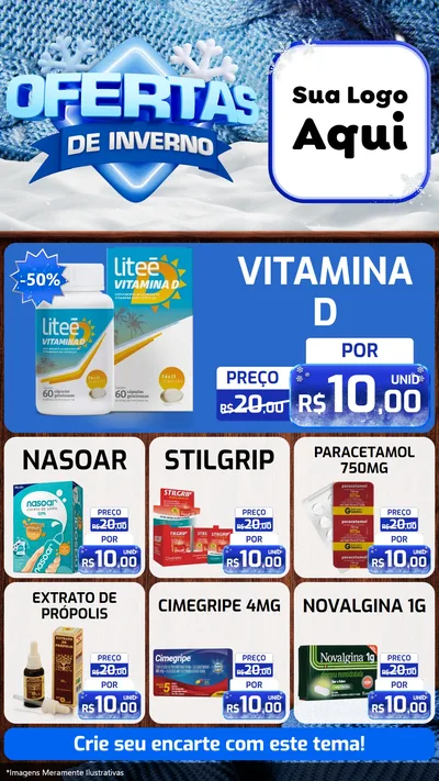 Modelo de Rede Social para Stories com o tema Ofertas de Inverno para Farmácia