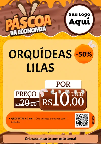 Modelo de Cartaz para Cartaz A4 Vertical com o tema Páscoa da Economia para Floricultura e jardim