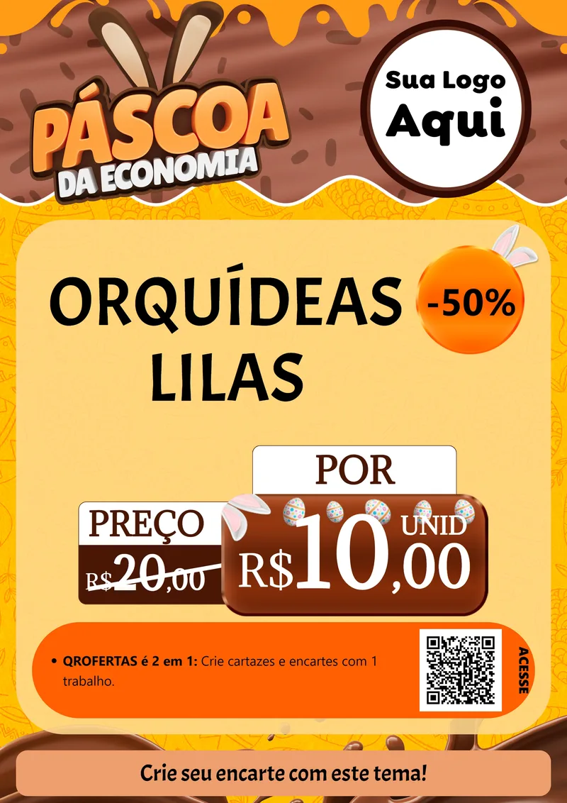 Modelo de Cartaz para Cartaz A4 Vertical com o tema Páscoa da Economia para Floricultura e jardim